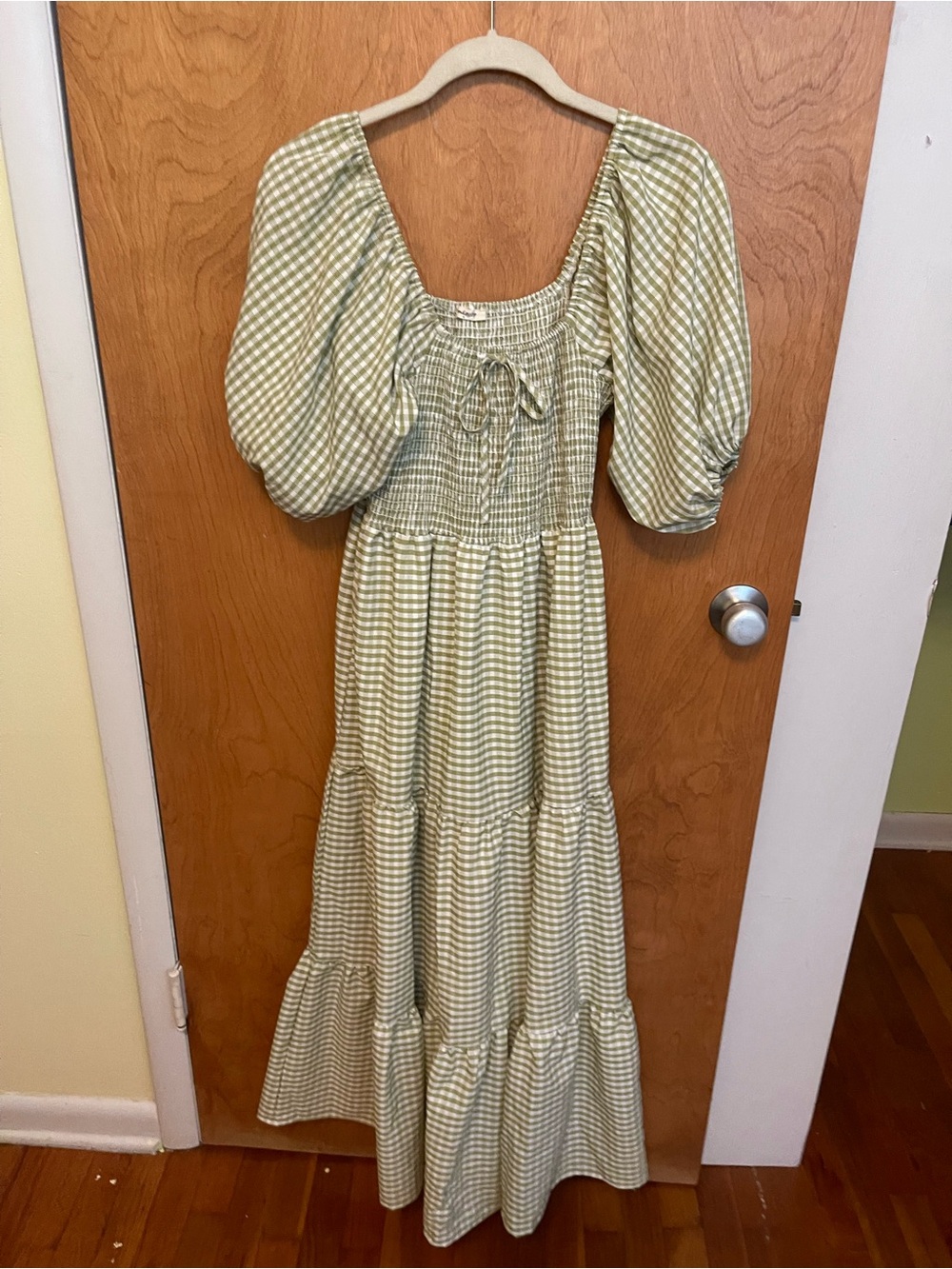 Sunday Sage Gingham Puff-Sleeve Maxi Dress